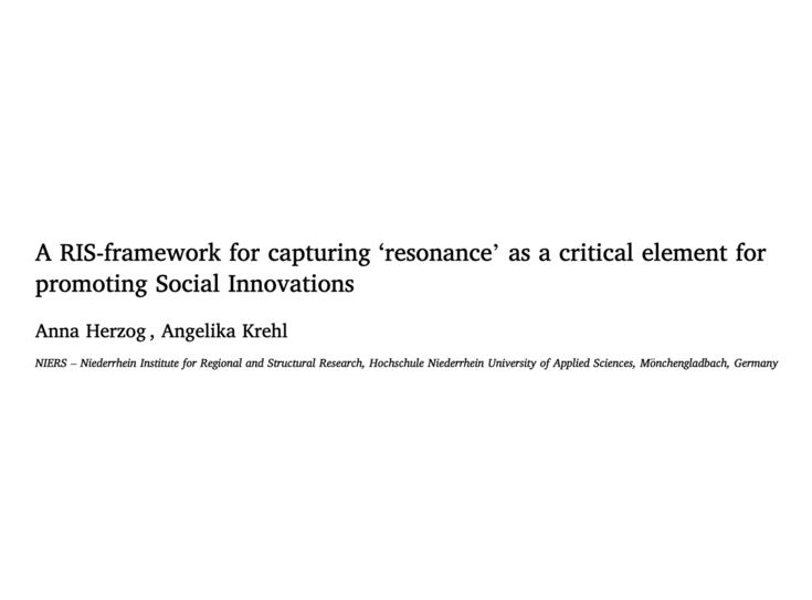 A RIS-framework for capturing ‘resonance’ as a critical element for promoting Social Innovations A RIS-framework for capturing ‘resonance’ as a critical element for promoting Social Innovations